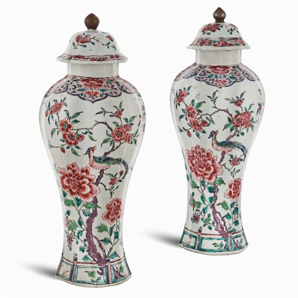 a pair of ceramic potiches