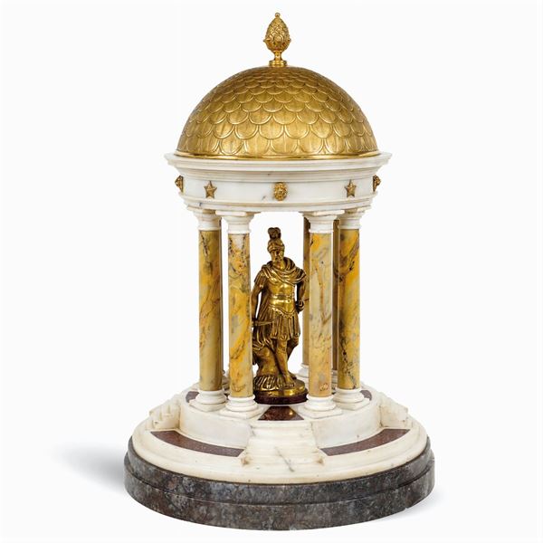 Modello di tempio monoptero in marmo e bronzo