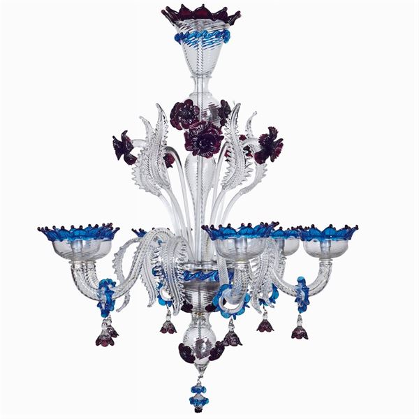 6 lights glass chandelier