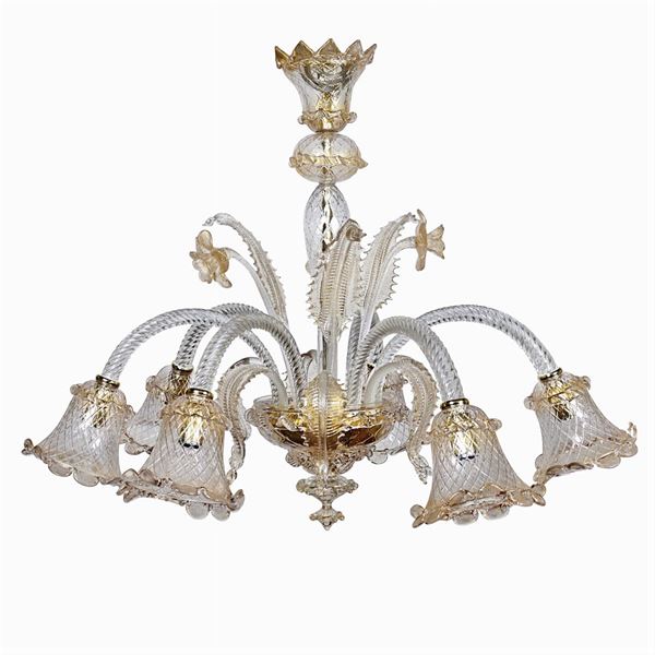 6 lights glass chandelier