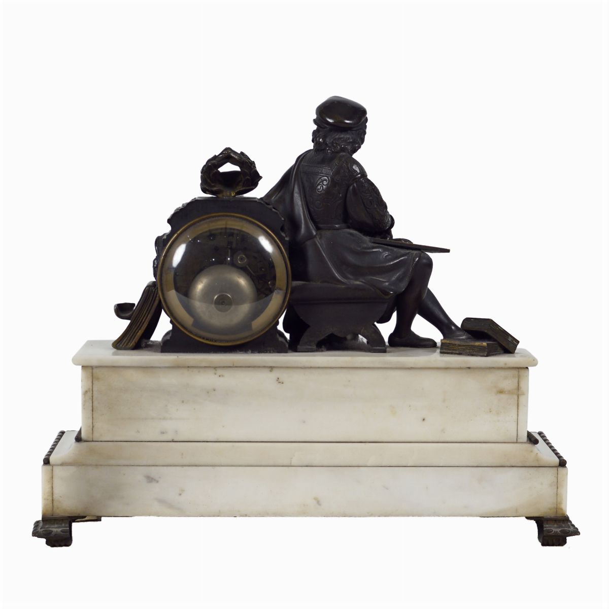 Orologio da Tavolo in Bronzo e Marmo