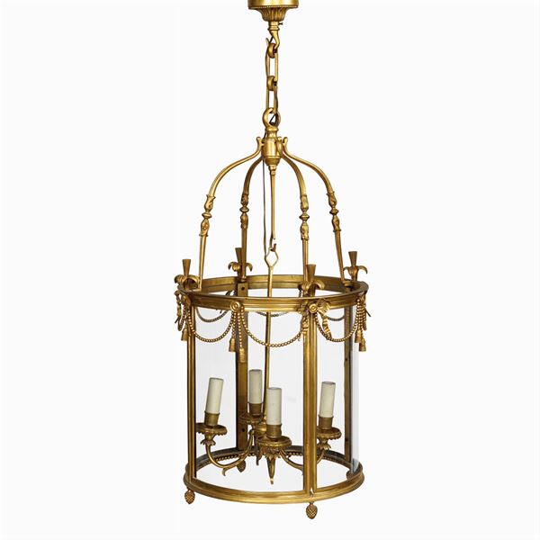 Four lights gilt bronze lantern
