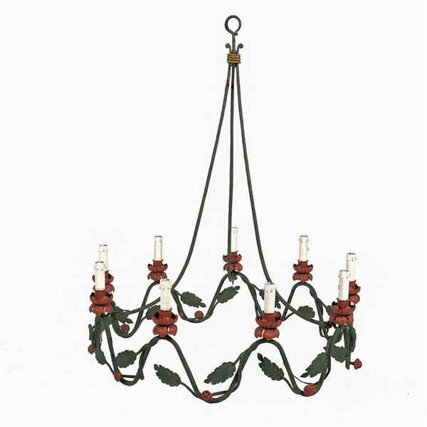 Metal chandelier  (Italy, 20th century)  - Auction OLD MASTER AND 19TH CENTURY PAINTINGS - I - Colasanti Casa d'Aste