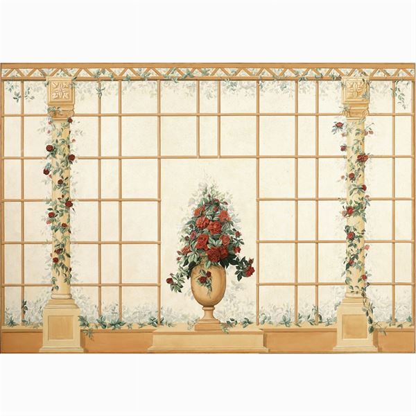 Large trompe-l'oeil on canvas panel