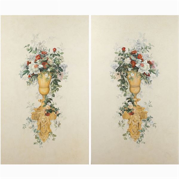Pair of panels on canvas