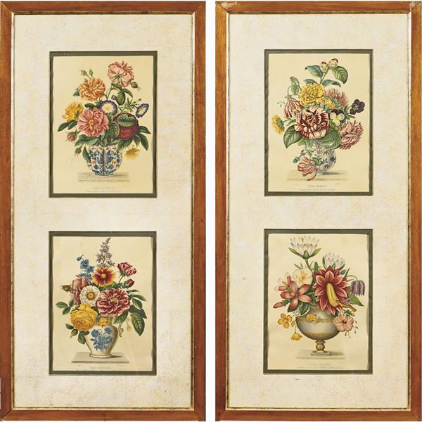 Four polychrome prints  (France, 19th century)  - Auction OLD MASTER AND 19TH CENTURY PAINTINGS - I - Colasanti Casa d'Aste