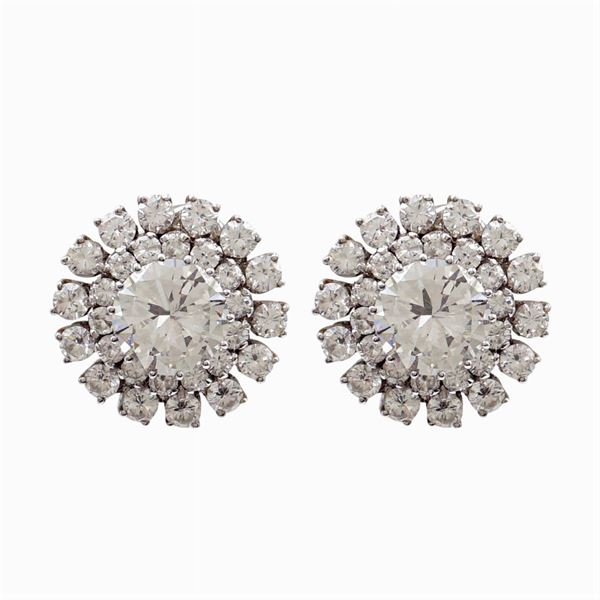 Orecchini in oro bianco 18kt e due diamanti