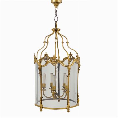 Lanterna a 5 Luci in Bronzo Dorato
