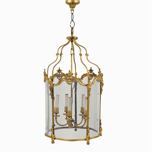Lanterna a 5 luci in bronzo dorato