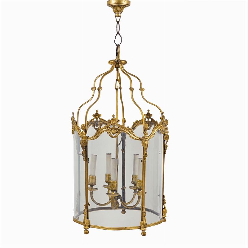 Lanterna a 5 Luci in Bronzo Dorato