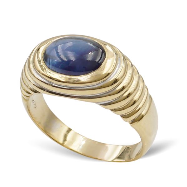 Bulgari, 18 kt gold ring with sapphire