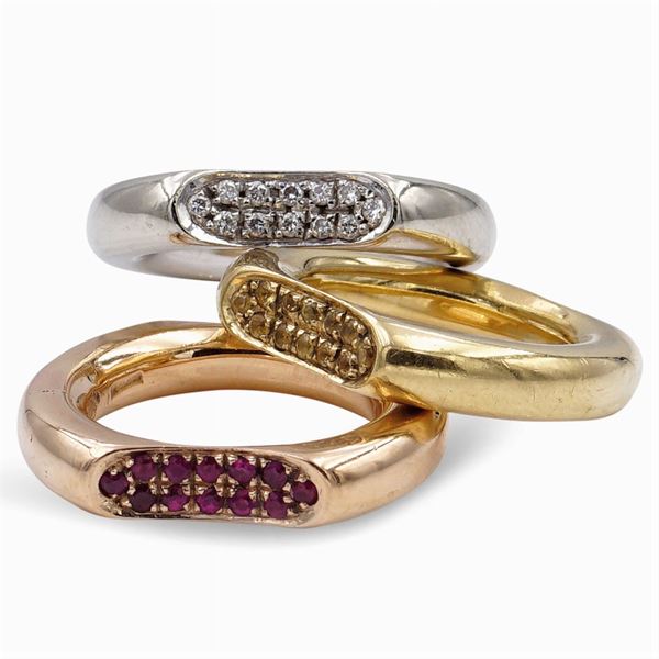 Anello in oro 18kt a tre colori