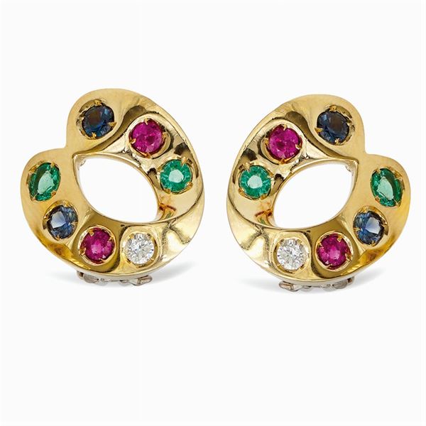 Pomellato, orecchini ovali in oro giallo 18kt