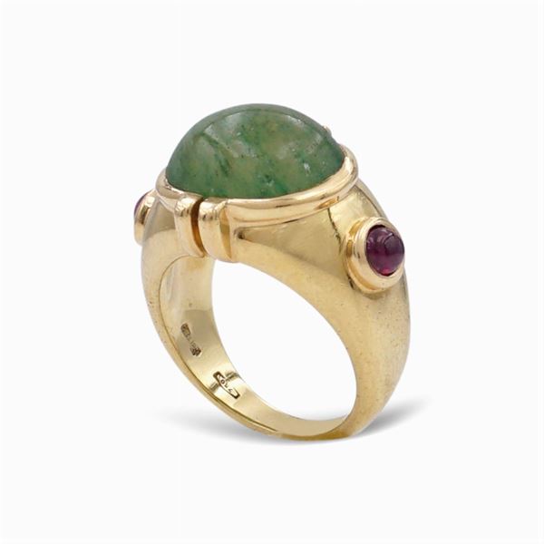 Anello in oro giallo 18kt con giadeite