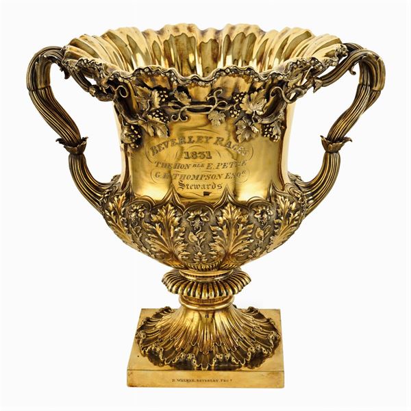 Two handles vermeil silver cup