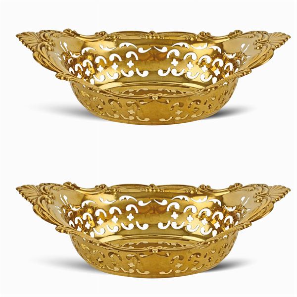A pair of vermeil baskets