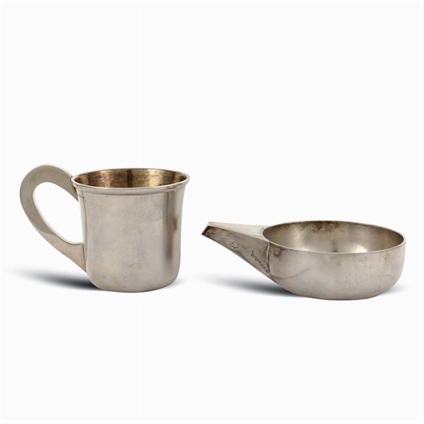 Bulgari, silver mug and cup