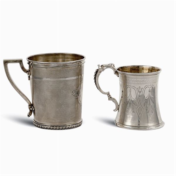 Two silver mugs