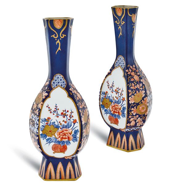 Pair of Imari style porcelain vases