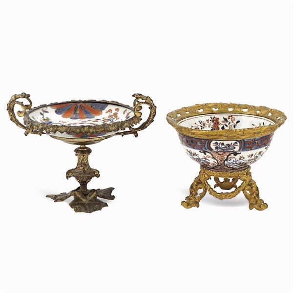 Two Imari porcelain stands