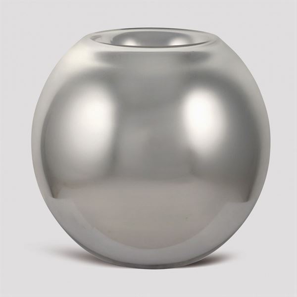 Christofle, vaso in vetro metalizzato