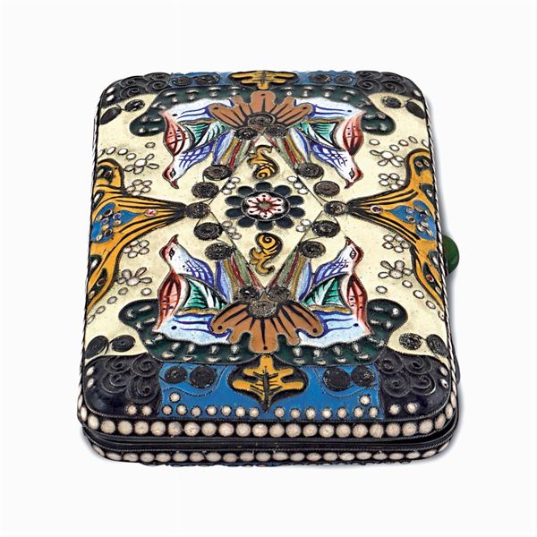 Silver and enamel cigarette box