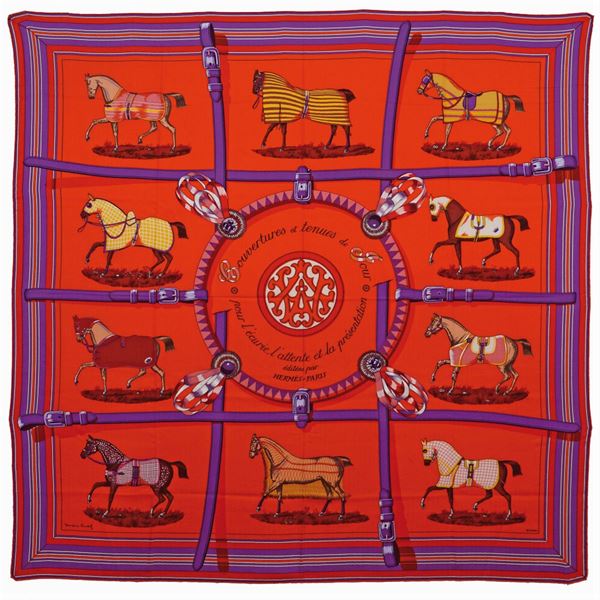 Hermès, foulard stampa "Couvertures et Tenues de Jour"
