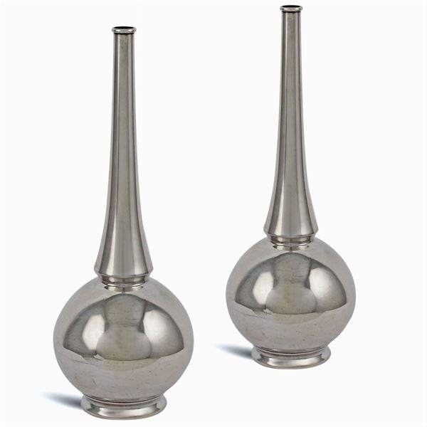 Bulgari, a pair of silver vases