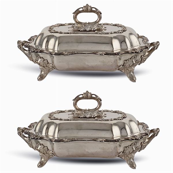 A pair of Sheffield plate food warmer