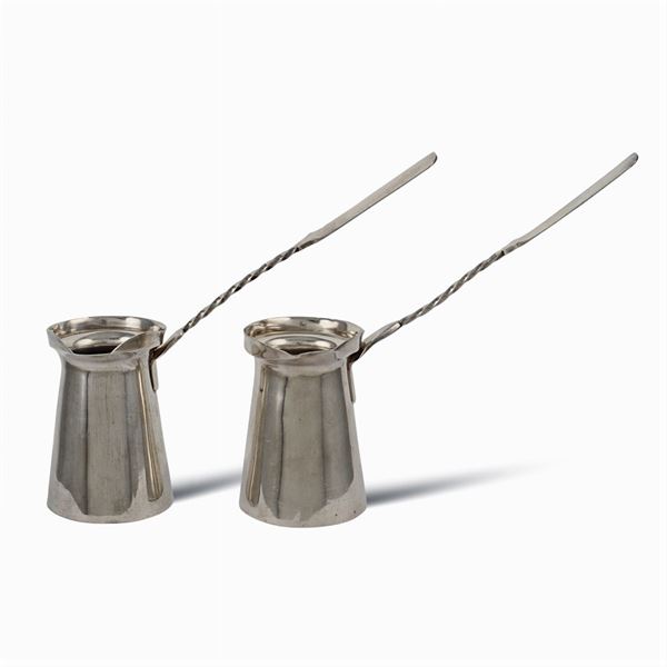 Christofle, a pair of silver alloy Ibrik-Cezv