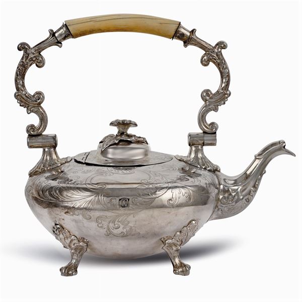 Silver metal teapot