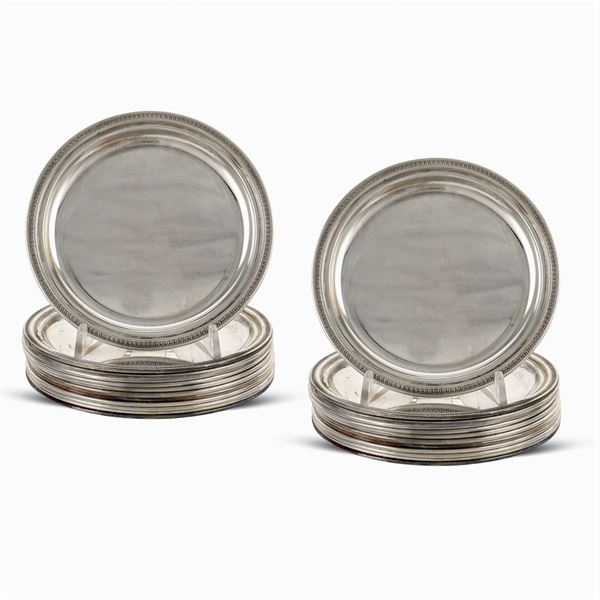 Silver bread plates set (12)