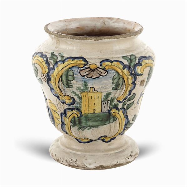 Polychrome majolica vase