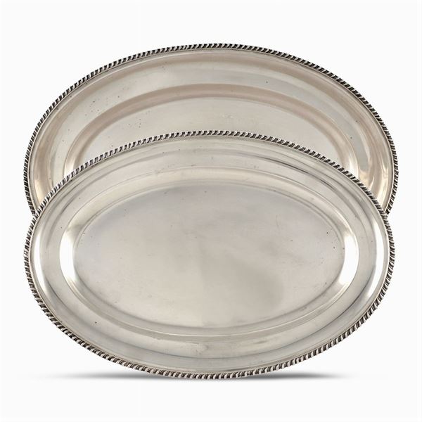 Pair of oval silver trays