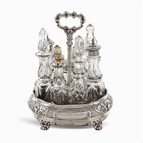 Oliera in argento a sette ampolle