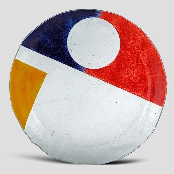 Grande piatto centrotavola in vetro  (Italia, anni 70 circa)  - Asta DESIGN & ARTI DECORATIVE DEL 900 - II - Colasanti Casa d'Aste