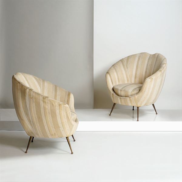 A pair of armchairs, prod. Isa  (Italy, 50's)  - Auction DESIGN & 20TH CENTURY DECORATIVE ARTS - II - II - Colasanti Casa d'Aste