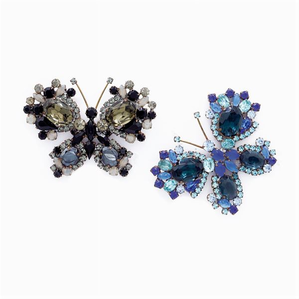 A pair of bijou vintage butterfly brooches