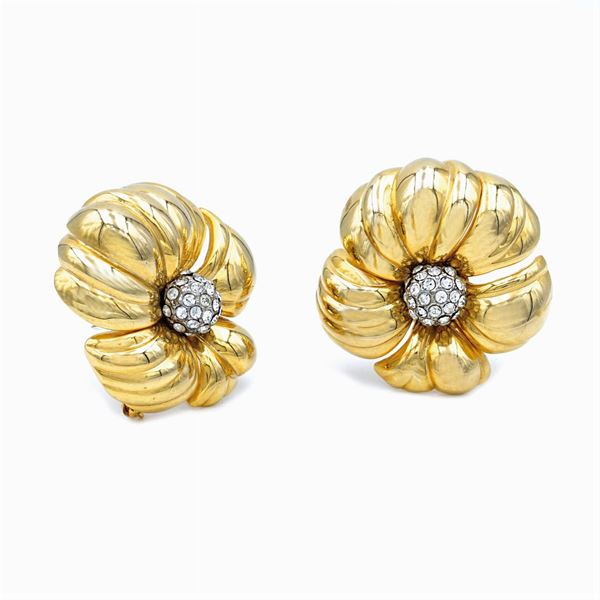 Coppia di spille camelie bijou vintage