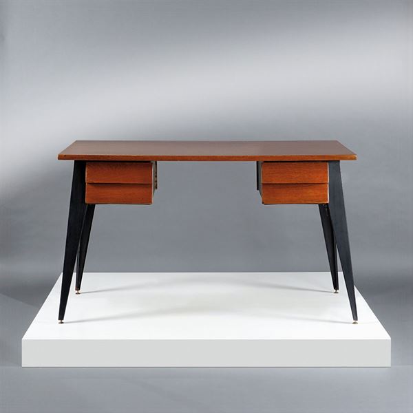 Metal and wood writing desk