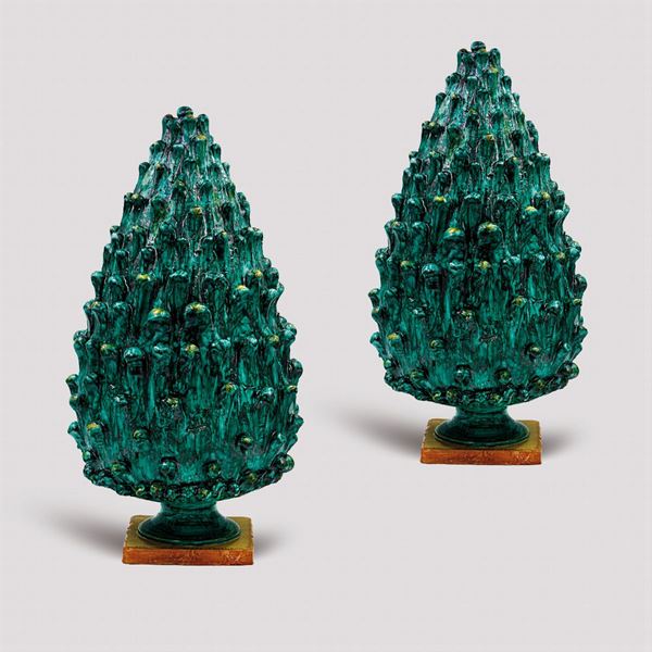 a pair of ceramic pines, prod. Sammartino & Delfino