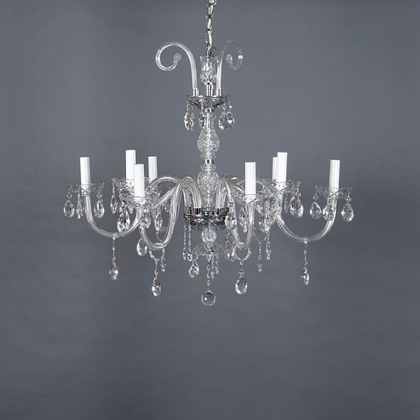 9 lights Swarovski crystal chandelier  (prod. Italamp, 20 Century)  - Auction TIMED AUCTION 20TH CENTURY DECORATIVE ARTS - Colasanti Casa d'Aste
