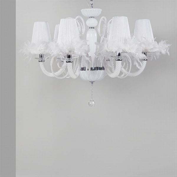 6 lights glass pendant lamp  (21th century)  - Auction DESIGN & 20TH CENTURY DECORATIVE ARTS - II - II - Colasanti Casa d'Aste