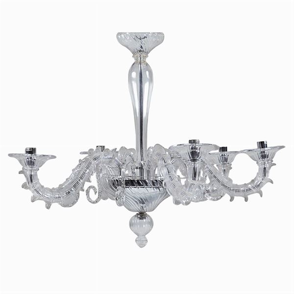 Murano glass chandelier  (Murano, 20th century)  - Auction TIMED AUCTION 20TH CENTURY DECORATIVE ARTS - Colasanti Casa d'Aste