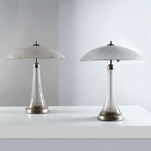 Fulvio Bianconi - A pair of table lamps, prod. Mazzega
