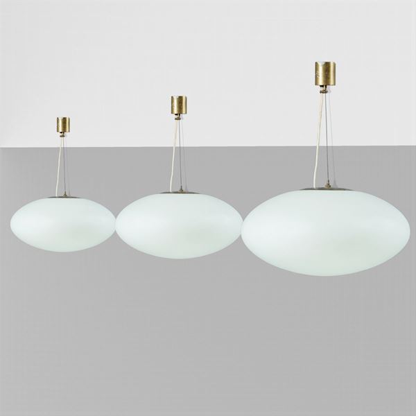 Stilnovo, tre lampade a sospensione mod.1104  (Italia, anni 50)  - Asta DESIGN & ARTI DECORATIVE DEL 900 - II - Colasanti Casa d'Aste