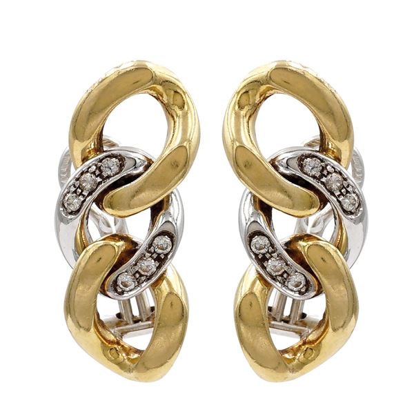 18kt white gold and gold earrings