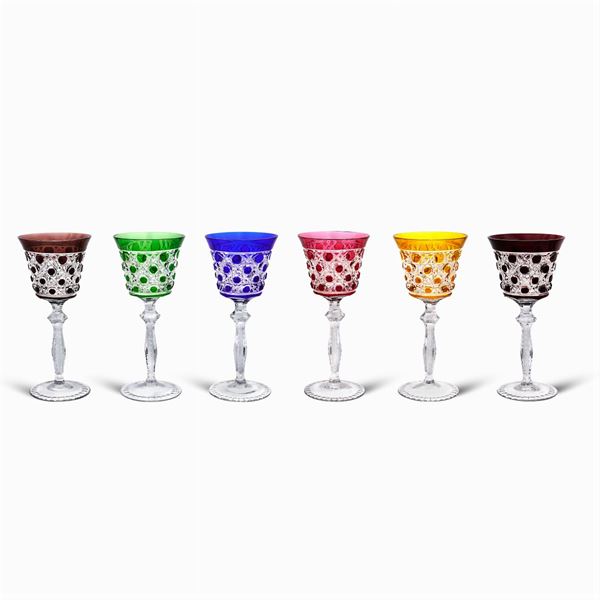Set di bicchieri a calice in cristallo colorato (6)
