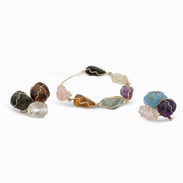 18kt gold and precious stones parure