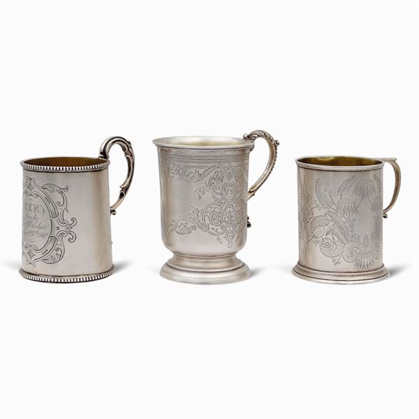 Three silver and vermeil mugs